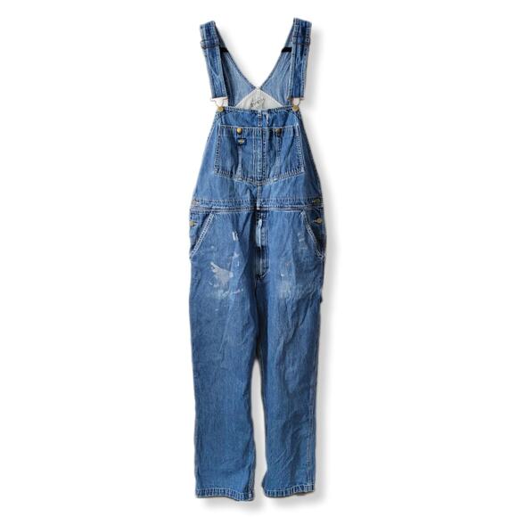 VTG Osh Kosh B Gosh Denim Jean Overalls 34 x 29 Vestbak Distress Workwear Farmer - Picture 1 of 11